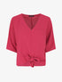 Blouse ample unie à liens à nouer - Fushia - 1
