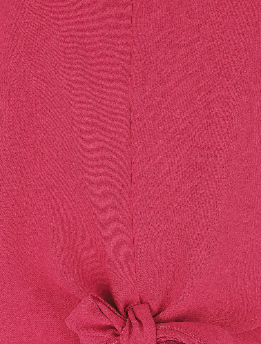 Blouse ample unie à liens à nouer - Fushia - 3