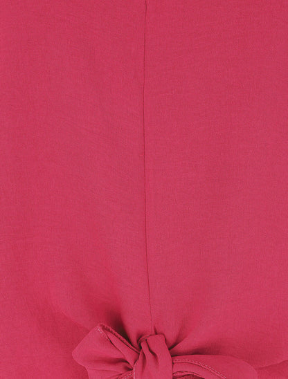 Blouse ample unie à liens à nouer - Fushia - 3