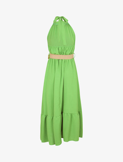 Robe longue unie dos nu - Vert pomme - 2