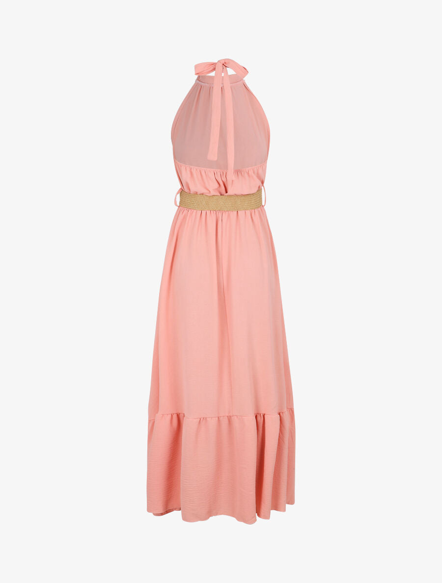 Robe longue unie dos nu - Rose - 2