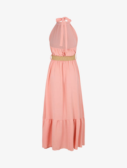 Robe longue unie dos nu - Rose - 2