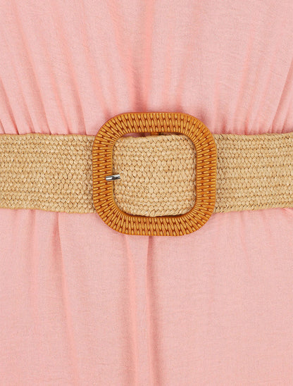 Robe longue unie dos nu - Rose - 3