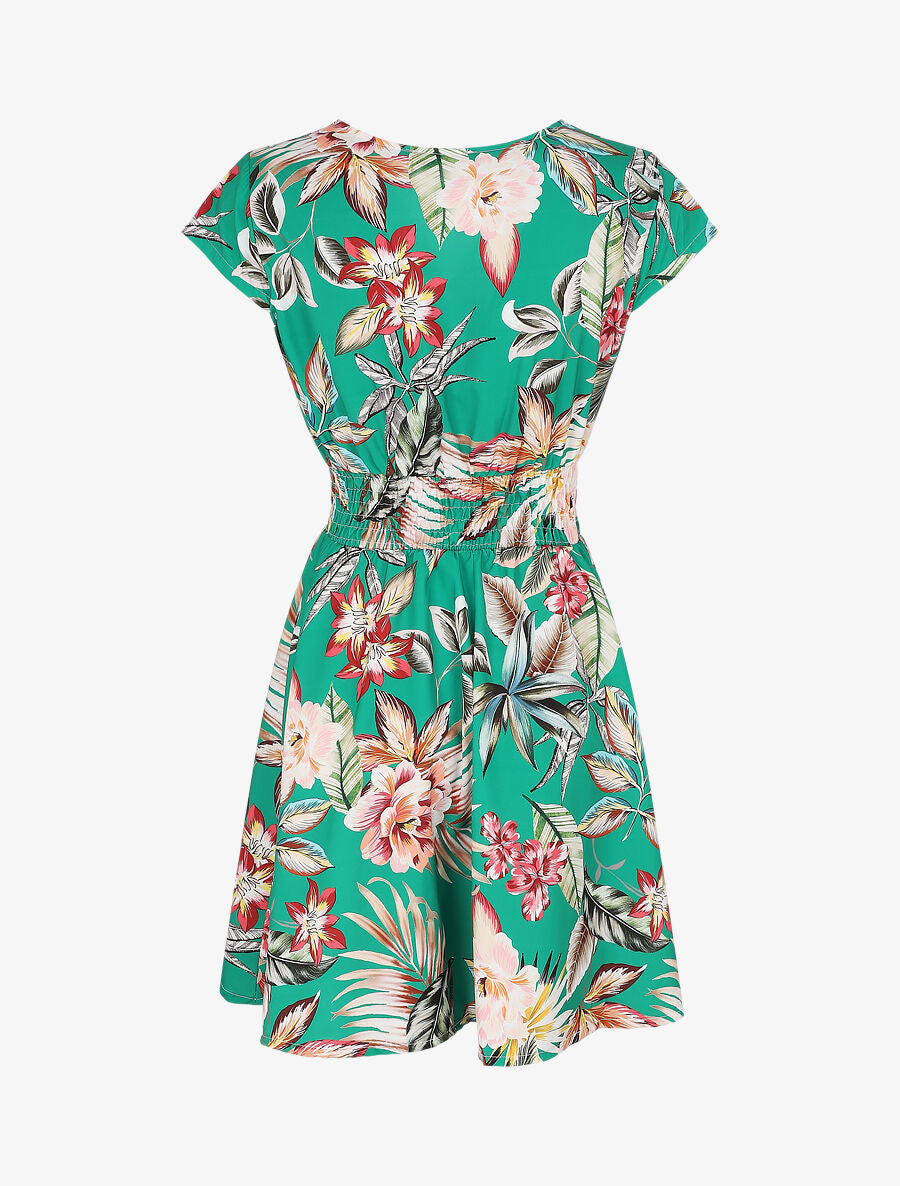 Robe mi-longue à imprimé floral - Vert - 2