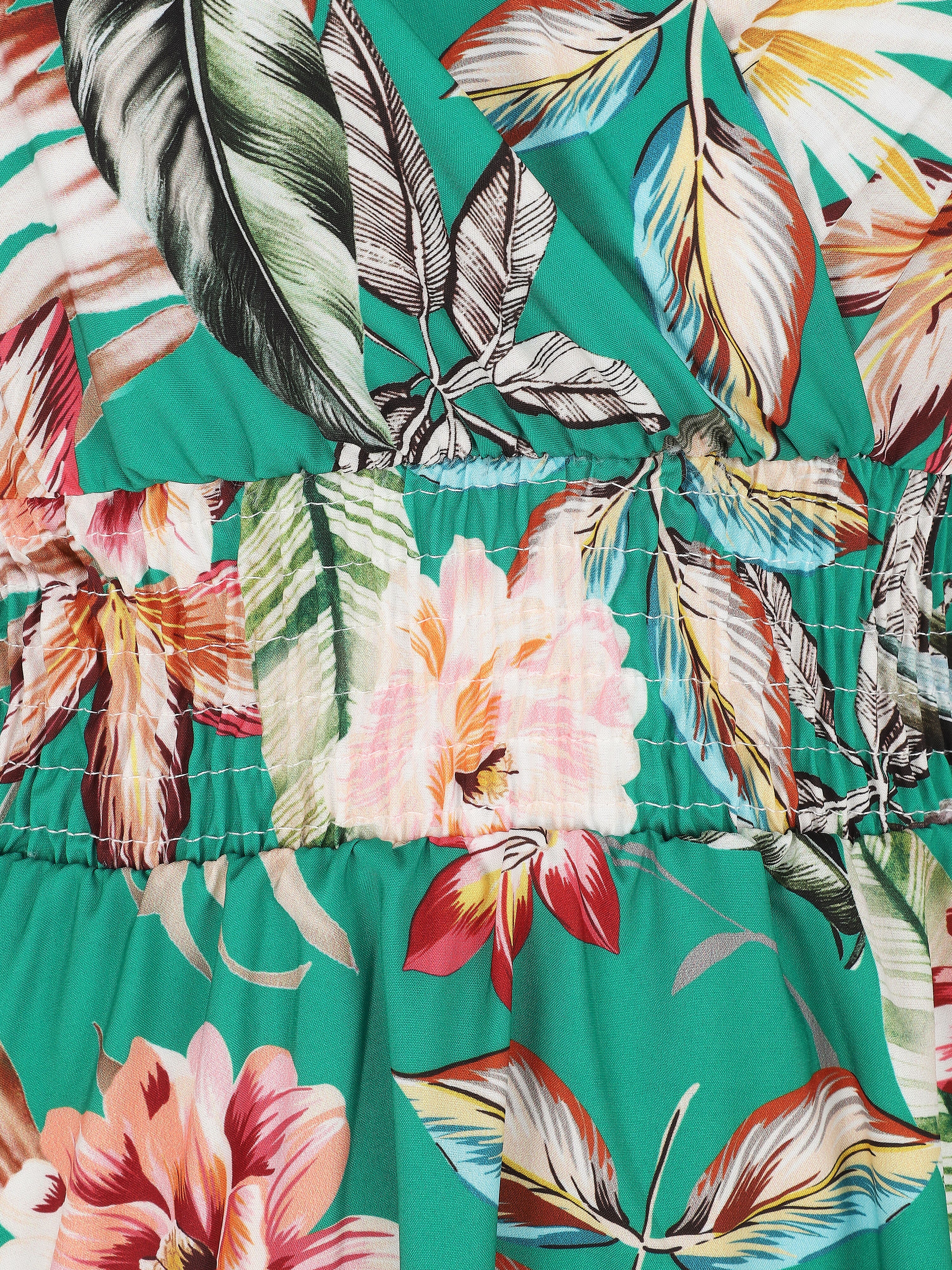 Robe mi-longue à imprimé floral - Vert - 3