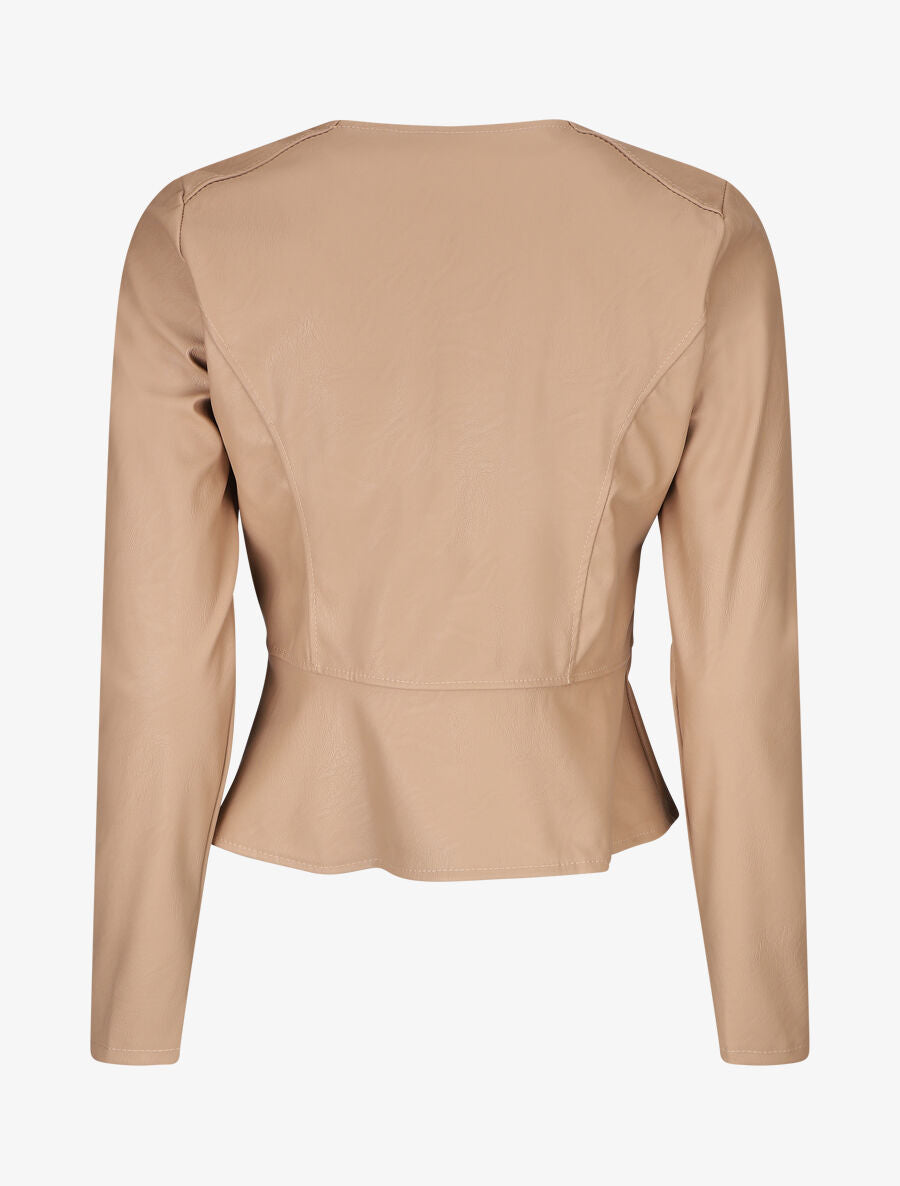Veste zippée en simili - Beige - 2