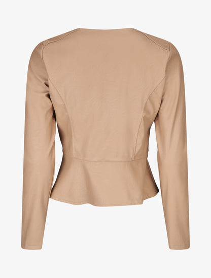 Veste zippée en simili - Beige - 2