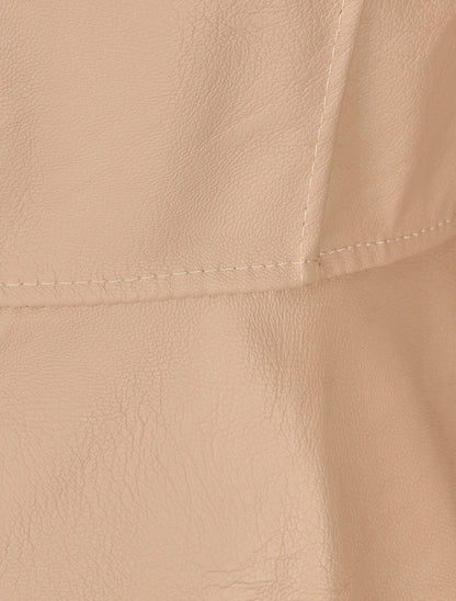 Veste zippée en simili - Beige - 3