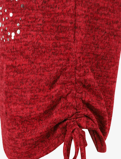 Pull ample à flocage Always be yourself - Rouge - 3