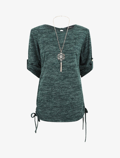 Pull ample à fronces - Vert - 1