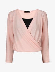 Pull cache-coeur doublé - Rose - 1
