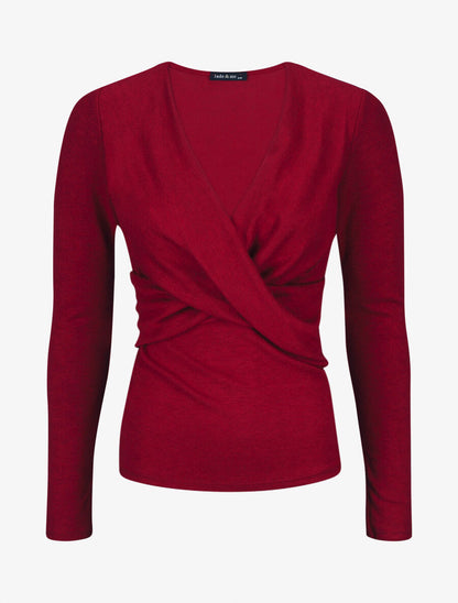 Pull droit cache-coeur - Bordeaux - 4
