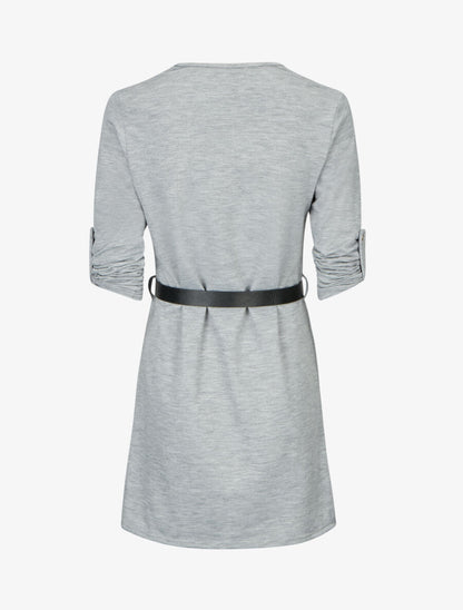 Robe droite avec ceinture stylisée - Gris - 2