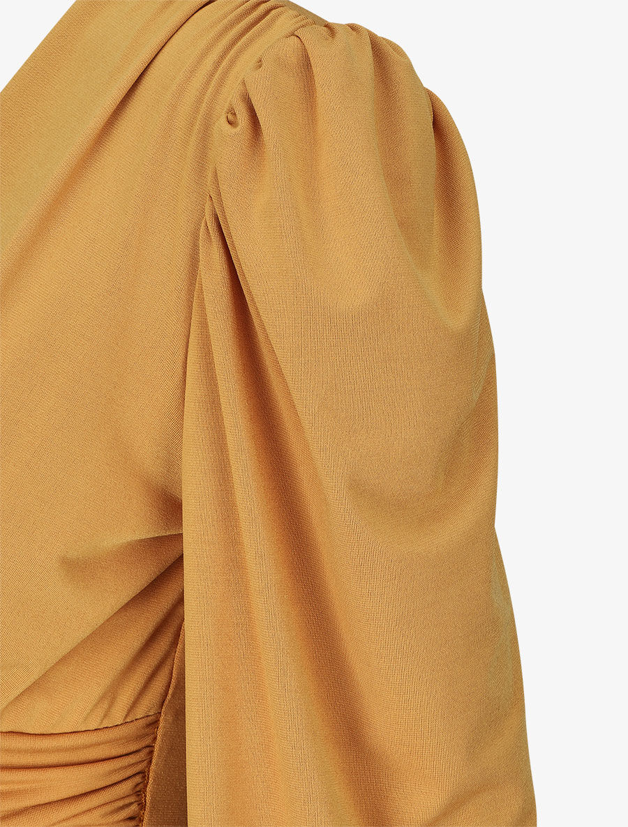 Robe patineuse à col cache-coeur - Moutarde - 3