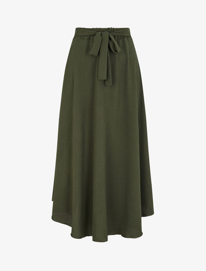 Jupe longue à bords asymétriques - Kaki - 5