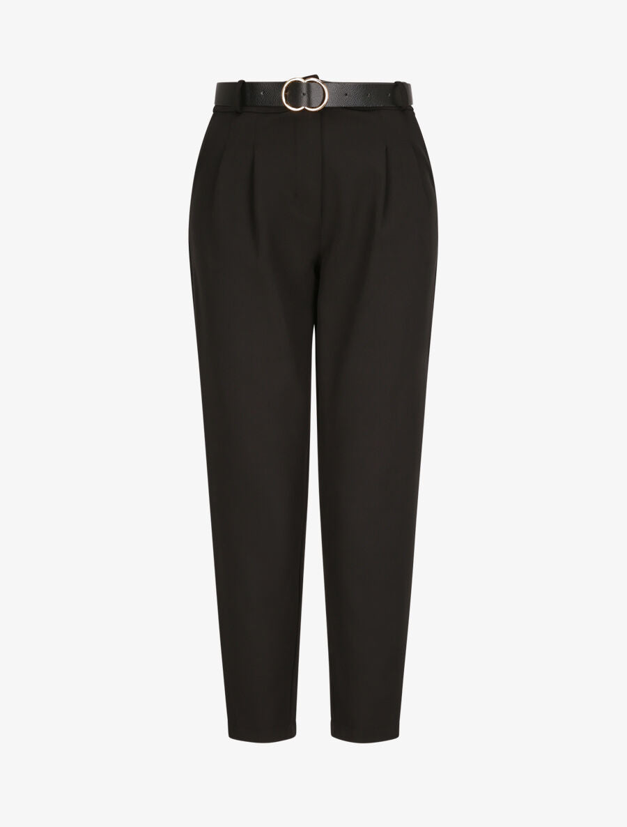 Pantalon dad uni taille standard - Noir - 1