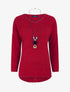 Pull droit à liseré irisé - Rouge - 1