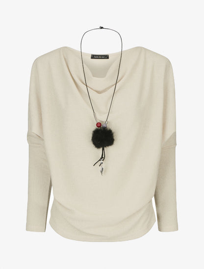 Pull à col bénitier - Beige - 4