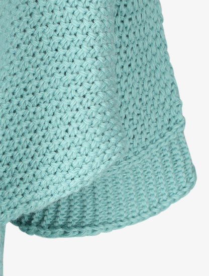 Pull grosse maille à manches 3/4 - Bleu ciel - 3