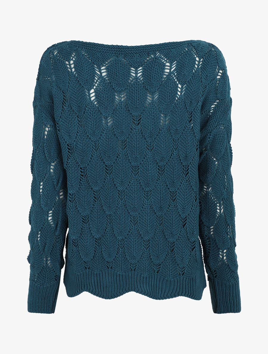 Pull en maille effet écaille - Bleu canard - 2