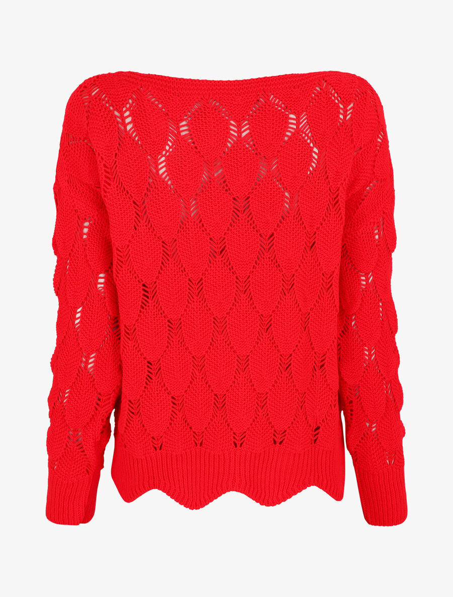 Pull en maille effet écaille - Rouge - 2