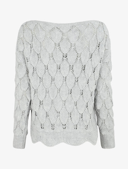 Pull en maille effet écaille - Gris clair - 2