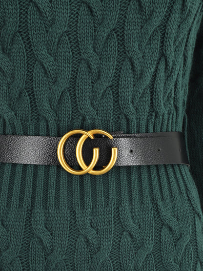 Robe pull courte effet tressé - Vert sapin - 3