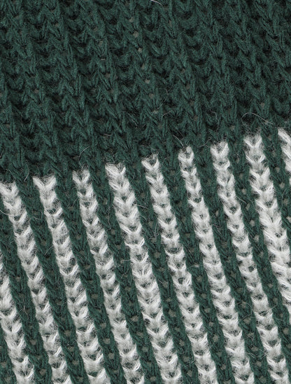Pull en grosse maille bicolore - Vert sapin - 3
