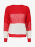 Pull en grosse maille bicolore - Rouge - 4
