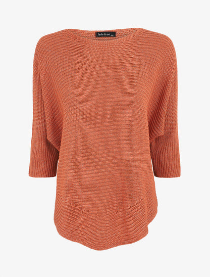 Pull irisé col bateau - Orange - 1
