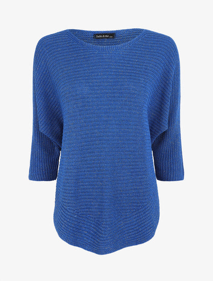 Pull irisé col bateau - Bleu électrique - 1