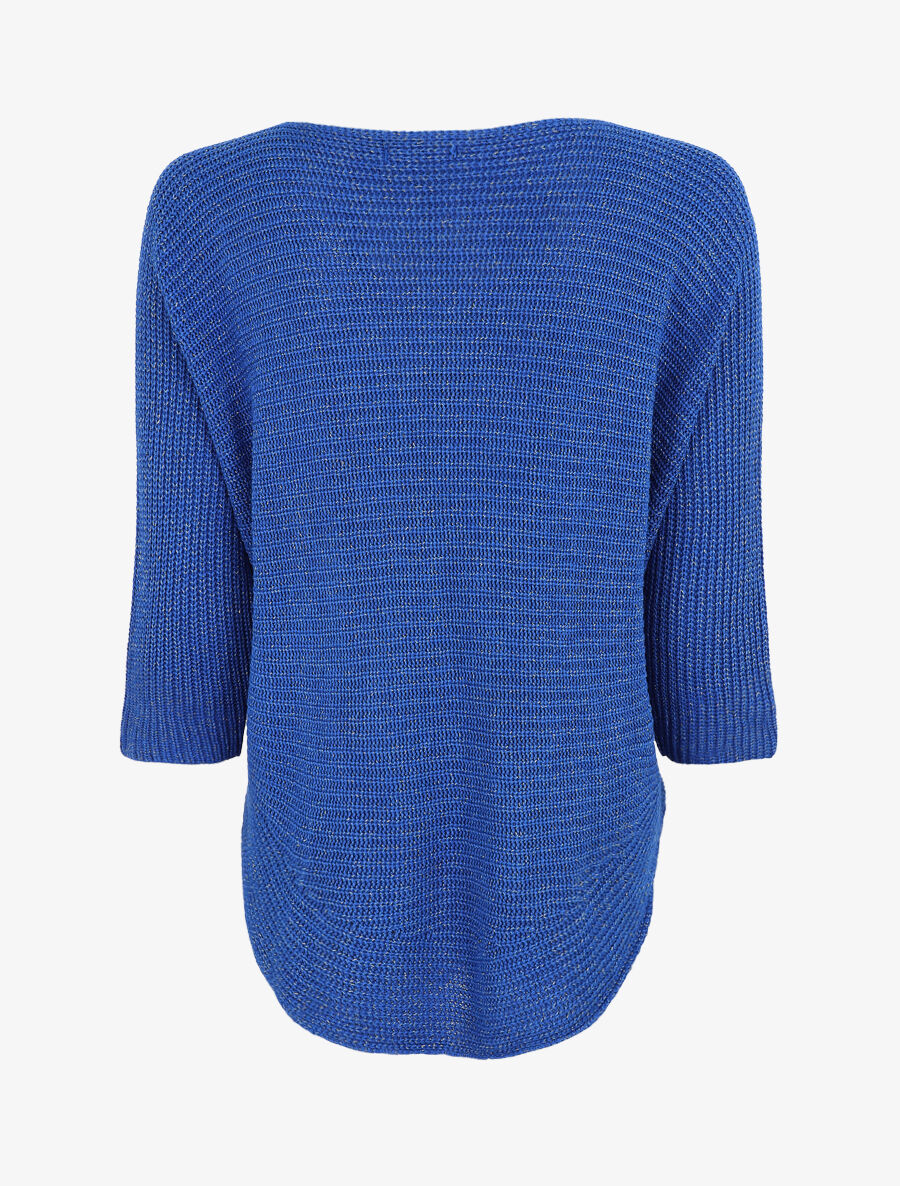 Pull irisé col bateau - Bleu électrique - 2