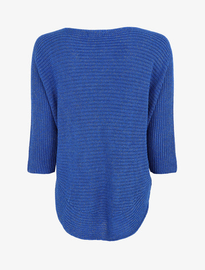 Pull irisé col bateau - Bleu électrique - 2