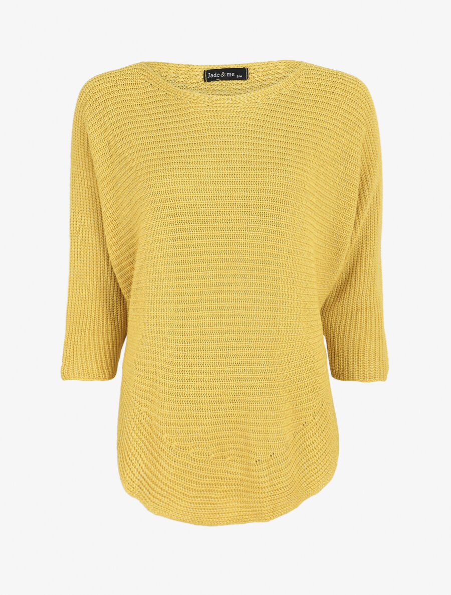 Pull irisé col bateau - Jaune - 5