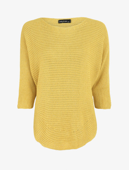 Pull irisé col bateau - Jaune - 5