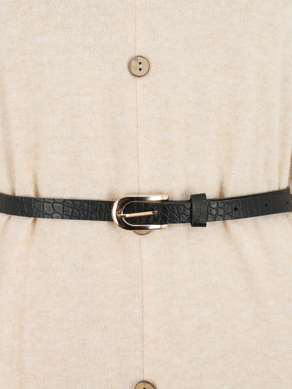 Robe pull mi-longue boutonnée - Beige - 3