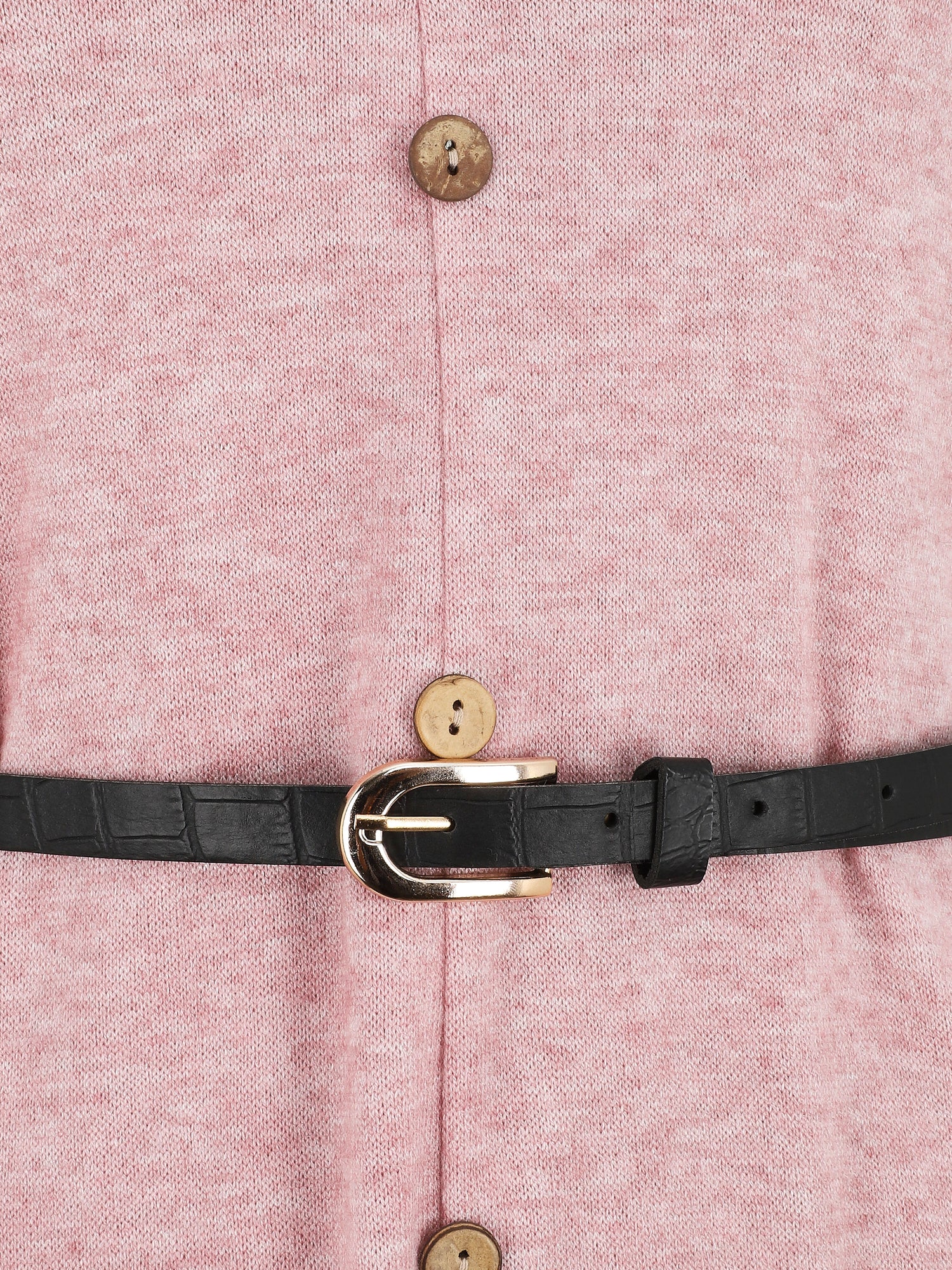 Robe pull mi-longue boutonnée - Rose clair - 3