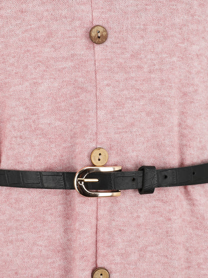 Robe pull mi-longue boutonnée - Rose clair - 3