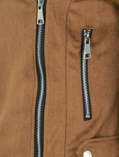 Veste style perfecto en suédine - Camel - 3