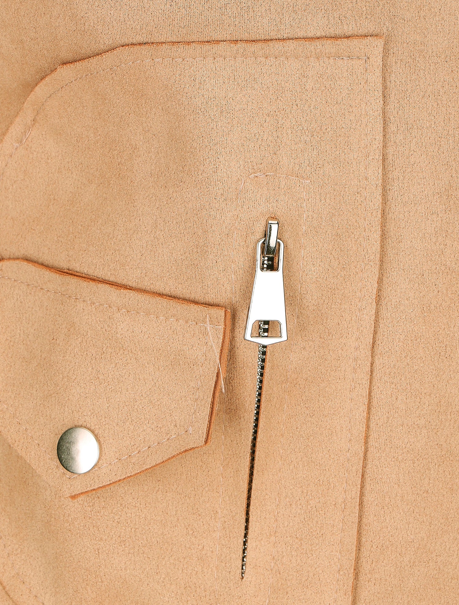 Veste style perfecto zippée en suédine - Beige - 3