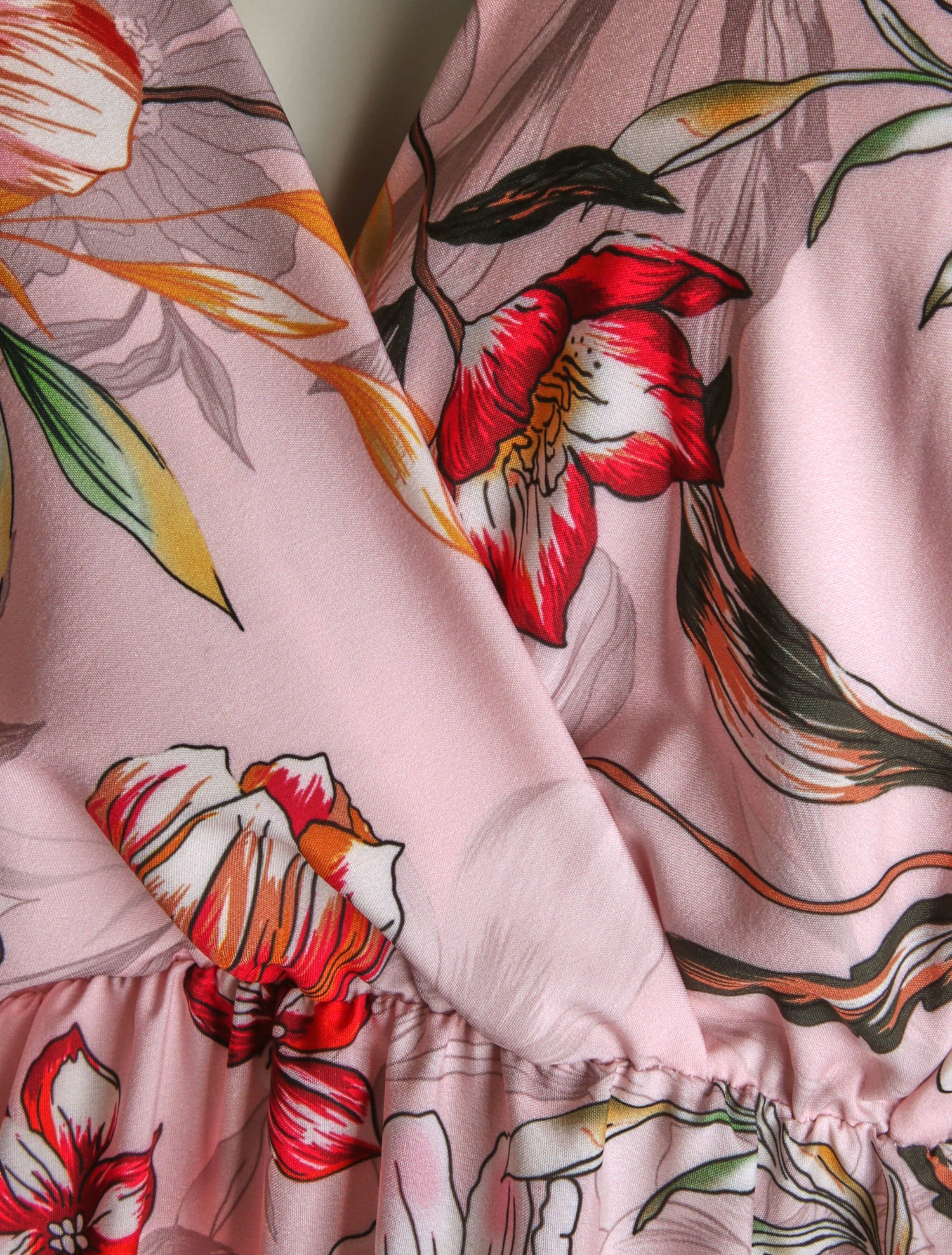 Robe patineuse mi-longue imprimé fleurs tropicales - Rose - 3