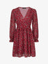 Robe courte patineuse à fleurs - Bordeaux - 1