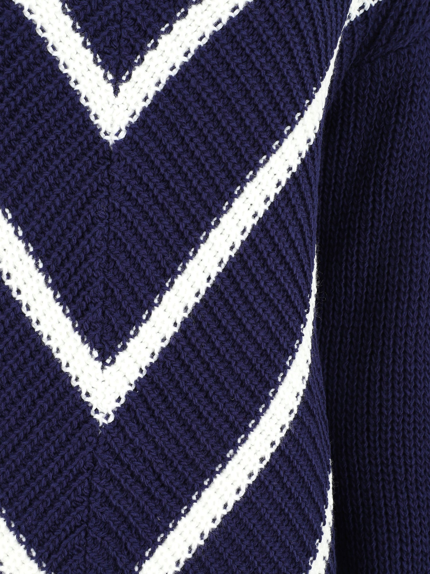 Pull en maille imprimé rayures en V - Marine - 3