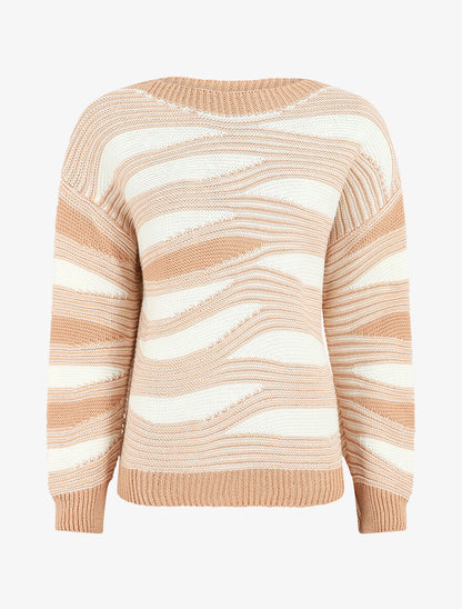 Pull coupe droite imprimé graphique - Rose - 1