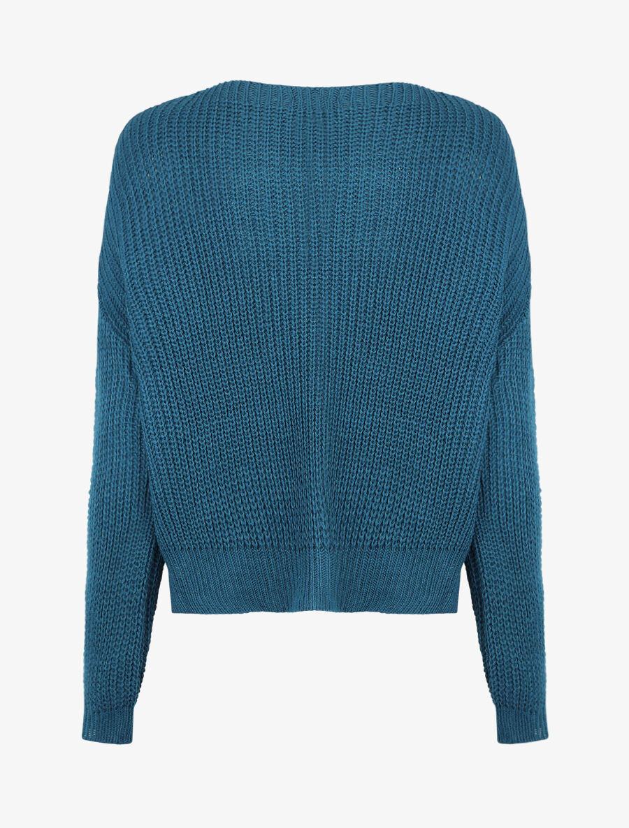 Pull loose à col bateau - Bleu canard - 2