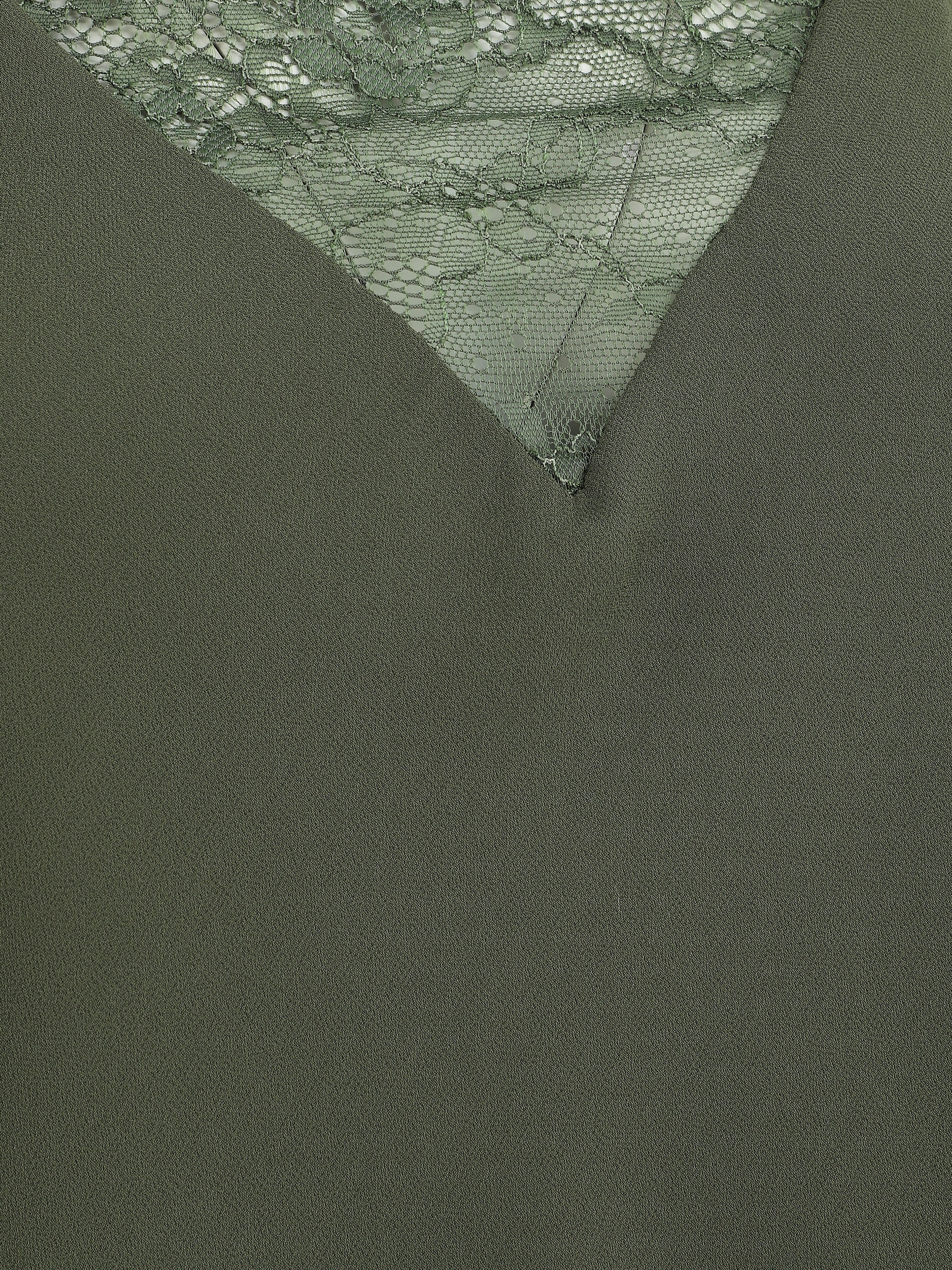 Caraco à col V en dentelle - Kaki - 3