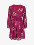 Robe mi-longue taille élastiquée imprimé roses - Mauve - 5