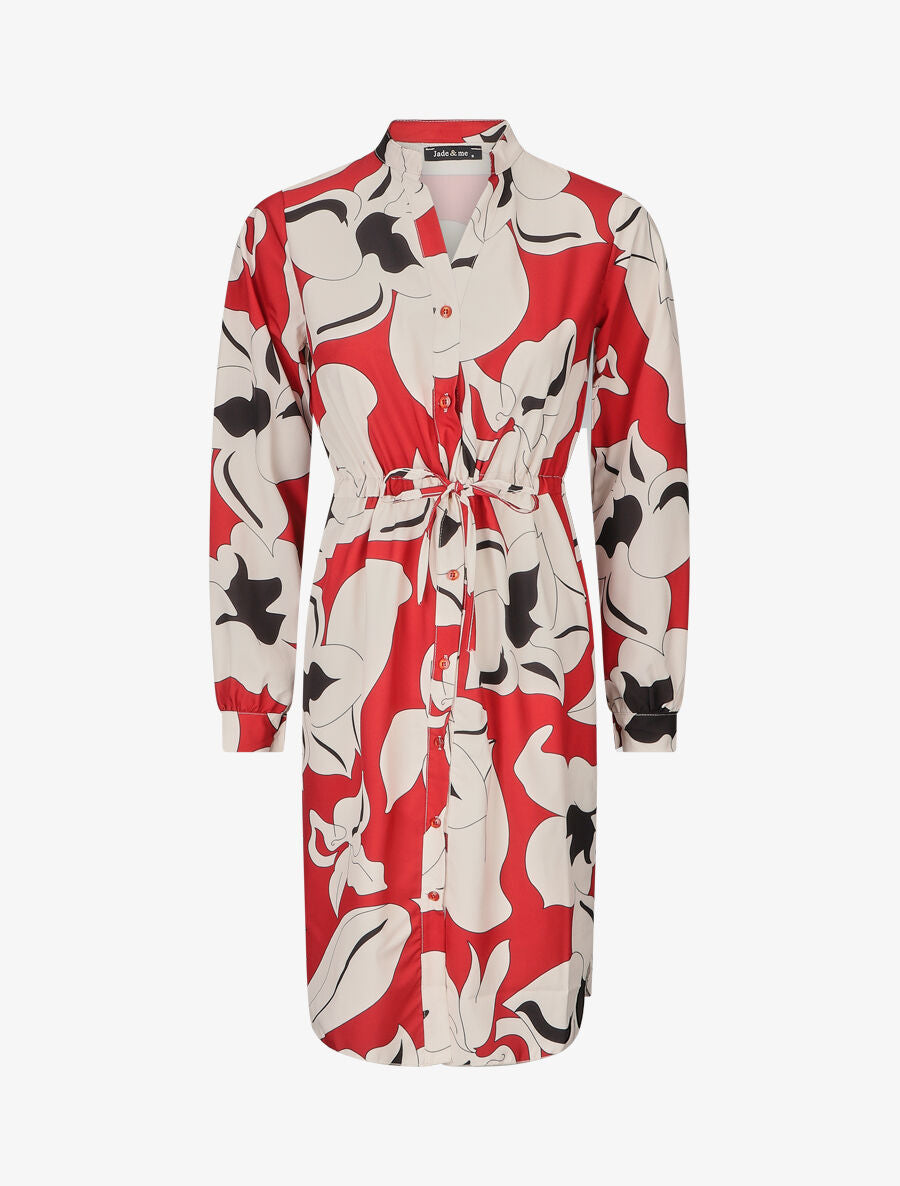 Robe chemise à imprimé fleurs - Rouge - 5
