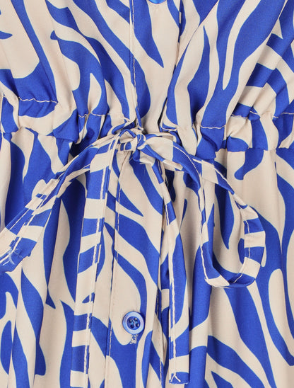 Robe chemise à imprimé abstrait - Bleu roi - 3