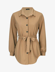 Chemise unie et liens à nouer - Camel - 1